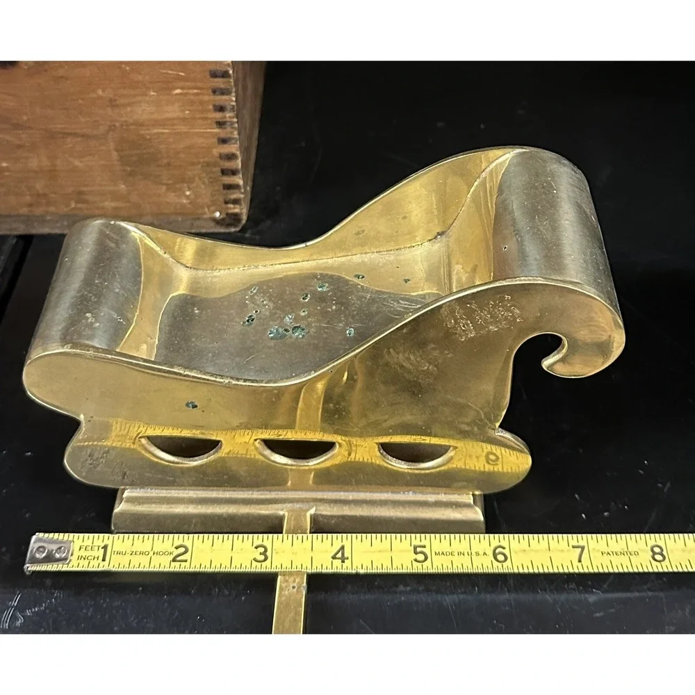 Vintage Solid Brass Christmas Stocking Hangers Holders Christmas Sleigh